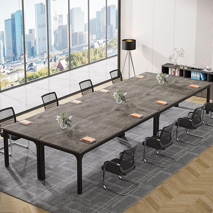 Tribesigns 6.5FT Conference Table, 78.7 Inche Rectangle Meeting Seminar Table, Large Business Tables for 6-8 People (Only Table) (Gray+Black)