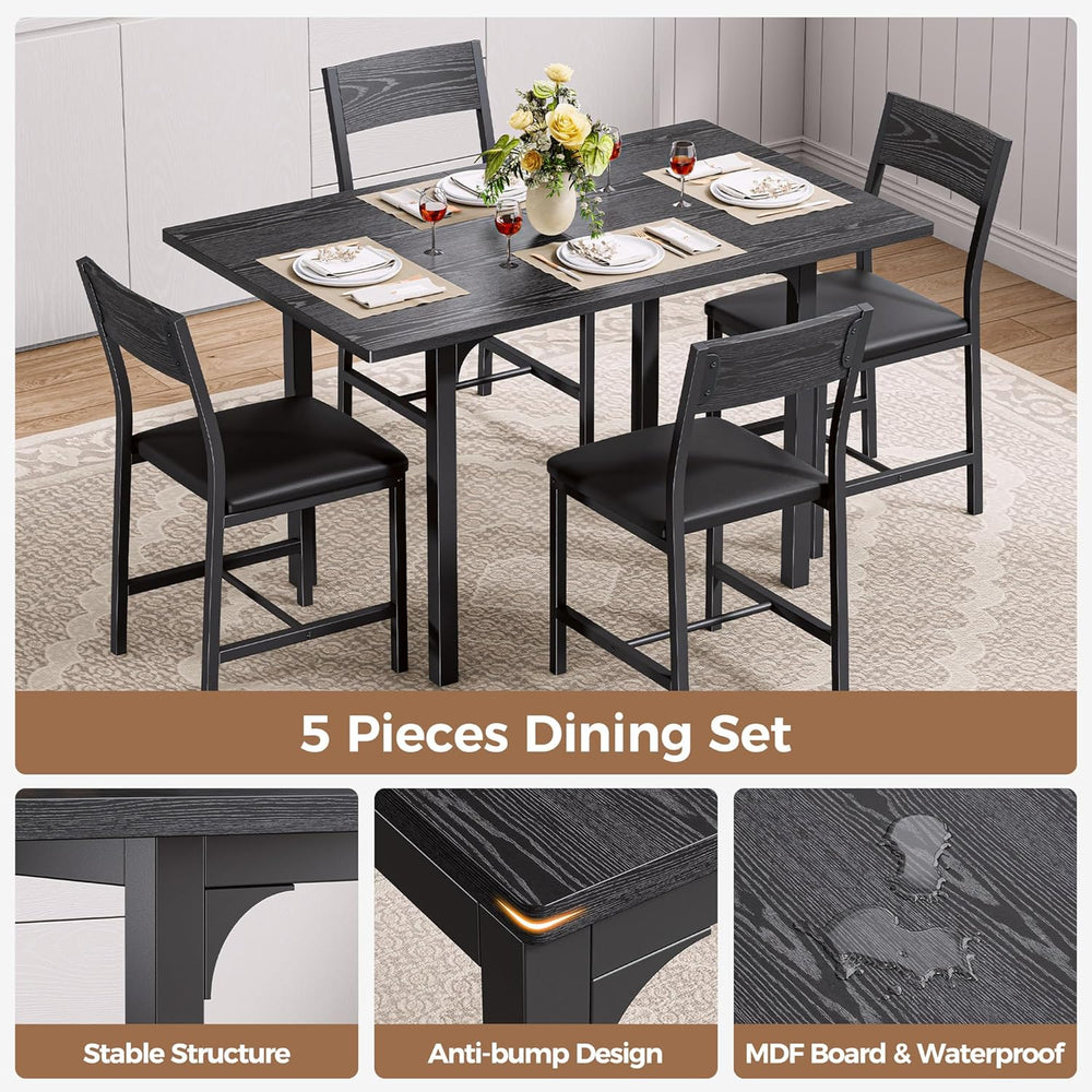 IRONCK Dining Table Set for 4, Extendable Kitchen Table Chairs Set of 4 | Din...
