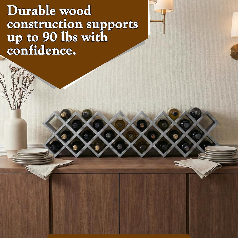 Kings Brand Furniture 30-Bottle Wine Rack – Geometric Grid Design, Modern Cou...