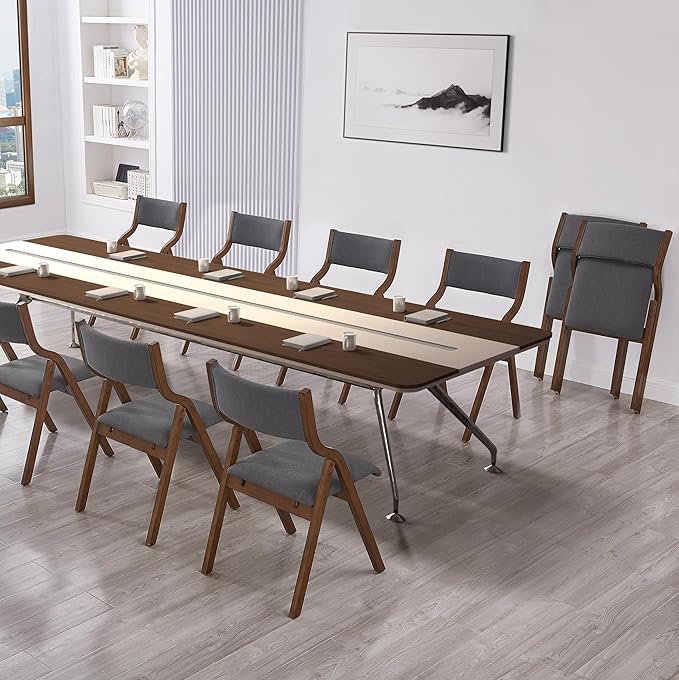 Ball & Cast Upholstered Folding Dining Chairs Set of 2, Foldable Wooden Chair 2-Pack, Portable Office Meeting-Chair for Kitchen Outdoor Activity, Easy Carry & Storage, Cherry+Cream