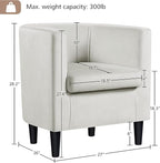Yaheetech Velvet Accent Chair, Modern and Comfortable Armchairs, Upholstered Barrel Sofa Chair for Living Room Bedroom Waiting Room, Beige