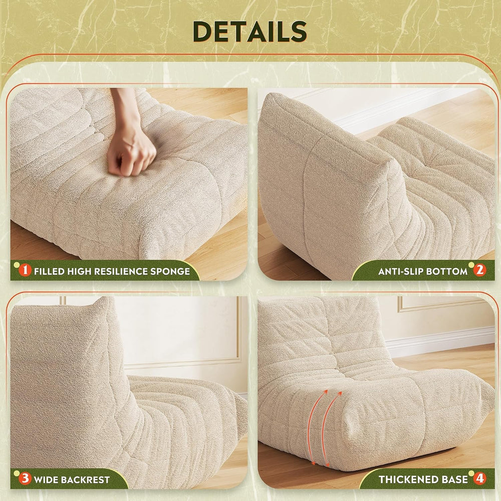WLIVE Bean Bag Chair for Adults, Teddy Fleece Togo Chair, Giant, Memory Foam,...