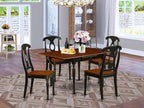 East West Furniture MZKE5-BCH-W 5 Piece Modern Dining Table Set Includes a Rectangle Wooden Table with Dropleaf and 4 Dining Chairs, 36x54 Inch, Black & Cherry
