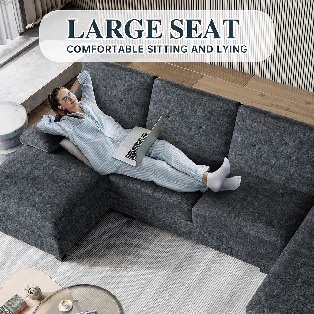 Sectional Couches for Living Room, U Shaped Couch 4 Seat Sectional Sofa with ...