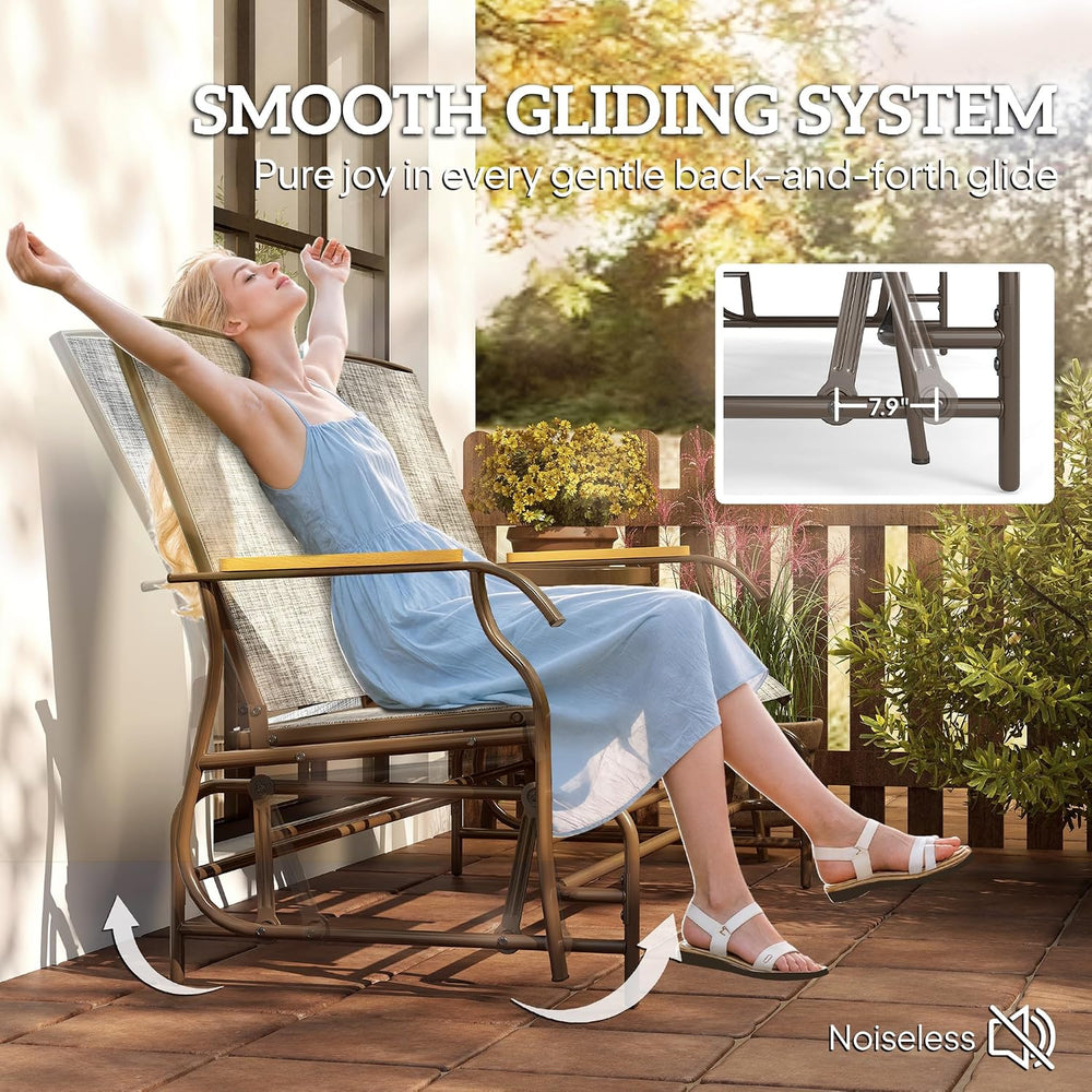 Outsunny 2 Person Outdoor Glider Bench Breathable Mesh Gray