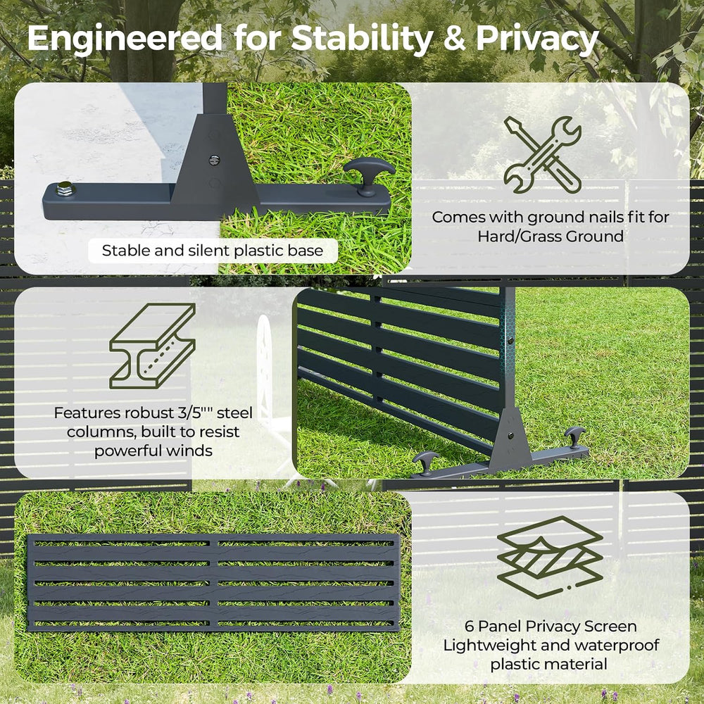 Privacy Screen Outdoor Freestanding Fence Panel with 6 Panel, 72" H×47&q...
