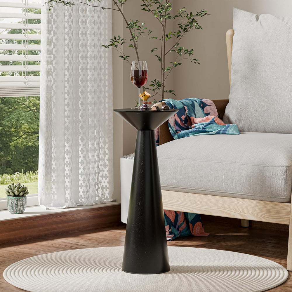 COZAYH Farmhouse Tall Pedestal End Table Small Solid Wood Martini Table Plant...