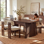COLAMY 63 Inch Dining Room Table for 4 to 6, Modern Farmhouse Rectangular Kitchen Table with Easy-Care Melamine Surface, Stable Wooden Pedestal Dining Table, Multiple Color Options,Darkbrown