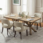VKNOW Modern Dining Chairs Set of 4, Faux Leather Upholstered Dining Room Chair Kitchen Chairs, Farmhouse Dinner Chair for Kitchen Dining Room, Beige