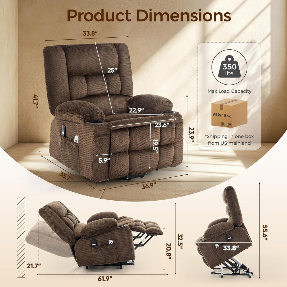 Power Lift Recliner Chair for Elderly, Electric Reclining Lift Chair with Mas...