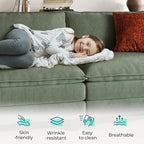 LINSY HOME 90'' Cloud Loveseat Sofa, Modular Sectional Couches Corduroy Cloud Couch Soft Modern Comfy Love Seat Sofa Set for Living Room Apartment Office, Green