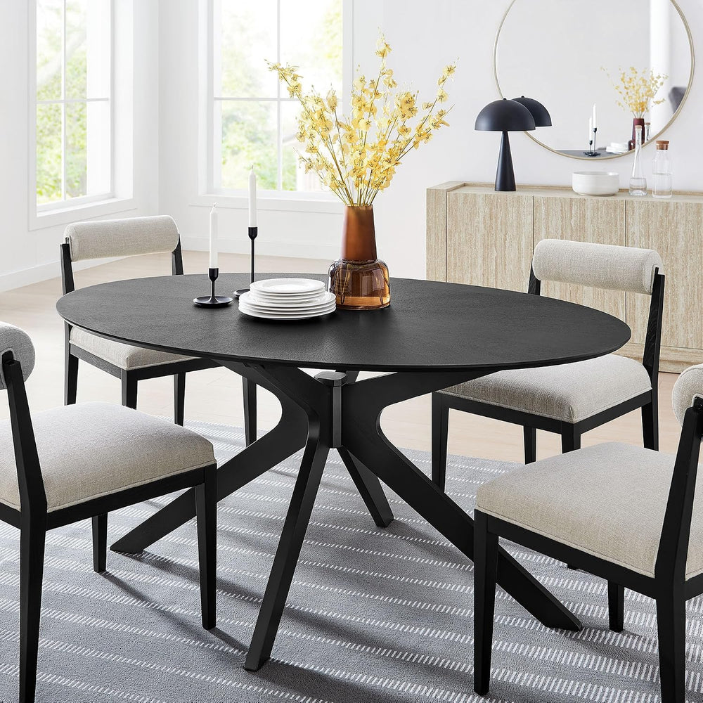 Modway Crossroads 63" Oval Wood Dining Table, Wood Veneer, Seats 6, Easy...