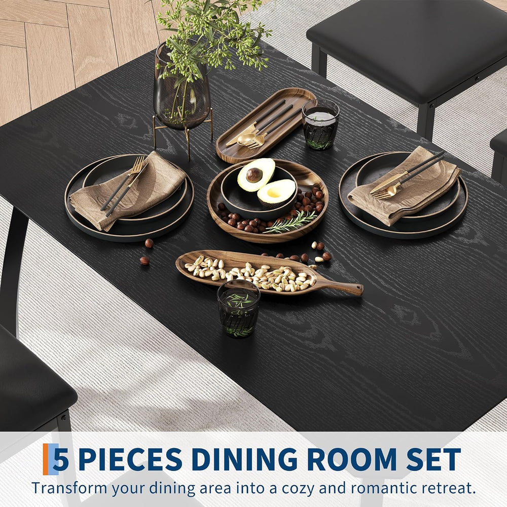 IDEALHOUSE Dining Table Set for 4 Modern Kitchen Table and Chairs Set with Ch...