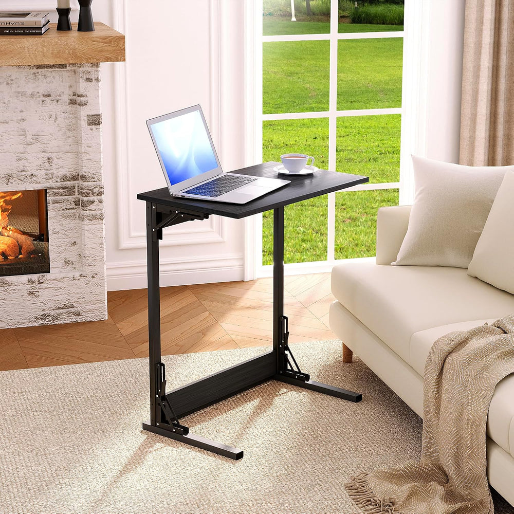 HOMPUS C Shaped End Table, 23.6'' Small TV Tray Side Table for Couch,...