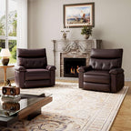 GarveeHome Oversized Wide Recliner Chair - Heat and Massage, PU Leather Extra Wide Manual Recliner for Adults, Large Lazy Chair with 1.5X Sponge Comfort Arm and Back for Living Room, Bedroom