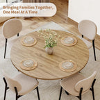 42 Inch Round Dining Table for 2–4, Farmhouse Round Kitchen Table with Storage Shelf, Pedestal Dining Table, Wood Top & Metal Base, Small Space Table for Apartment, Dining Room