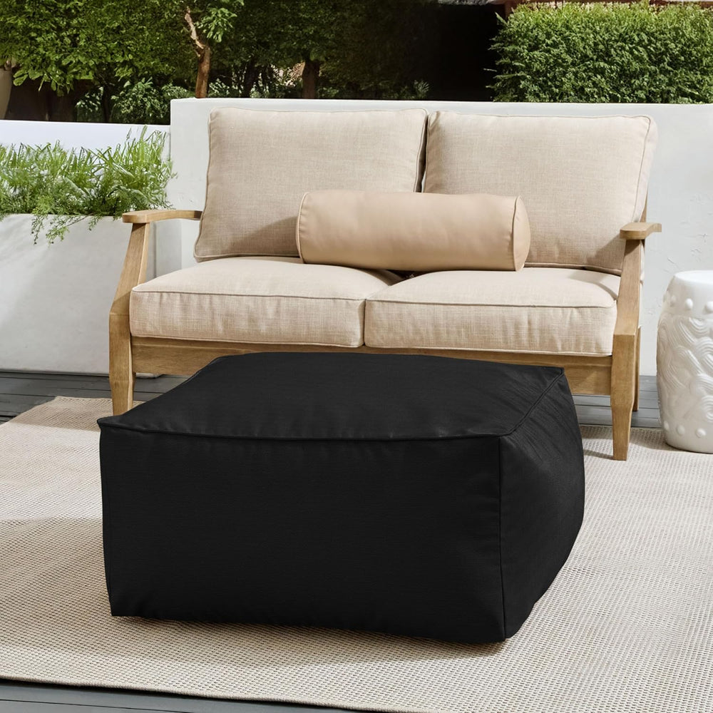 Sorra Home Sunbrella Corded Pouf Cushion - Square, Outdoor Stuffed Plush Otto...