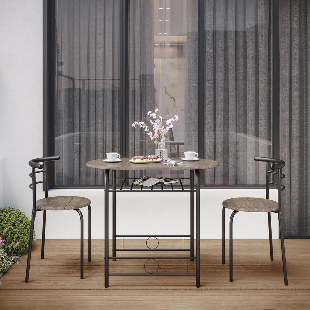 Yaheetech 3 Piece Dining Table Set for 2 Small Table and Chairs Drift Brown |...