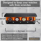 DailyWatch | Personalized Watch Roll Travel Case For 4 Watches - Handmade Genuine Leather Travel Case With Custom Engraving of Name or Initials - Black Orange