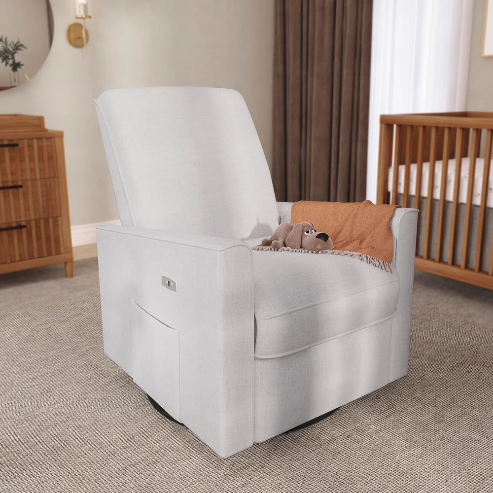 Evolur Harlow Power Glider Recliner, USB Charging, 275° Swivel, Fog Grey
