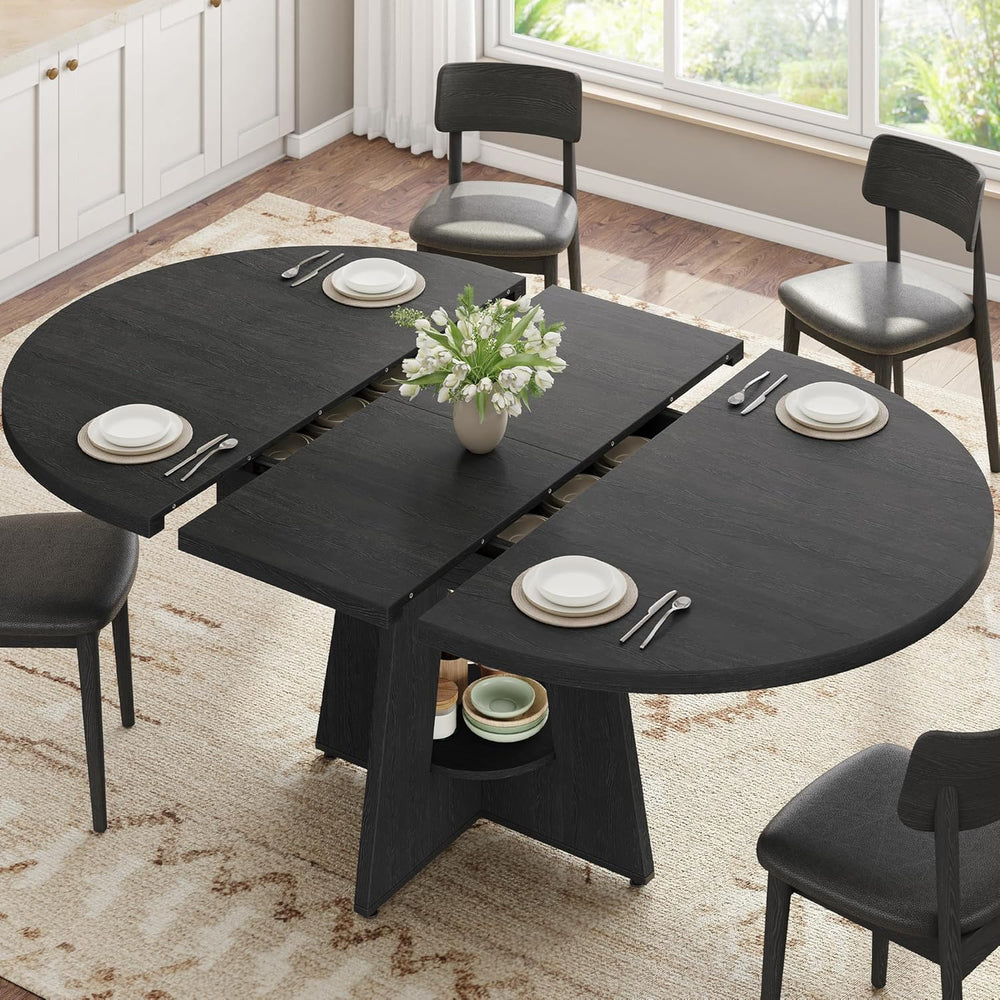 43''–59'' Extendable Dining Table, Round Kitchen Dining Room ...