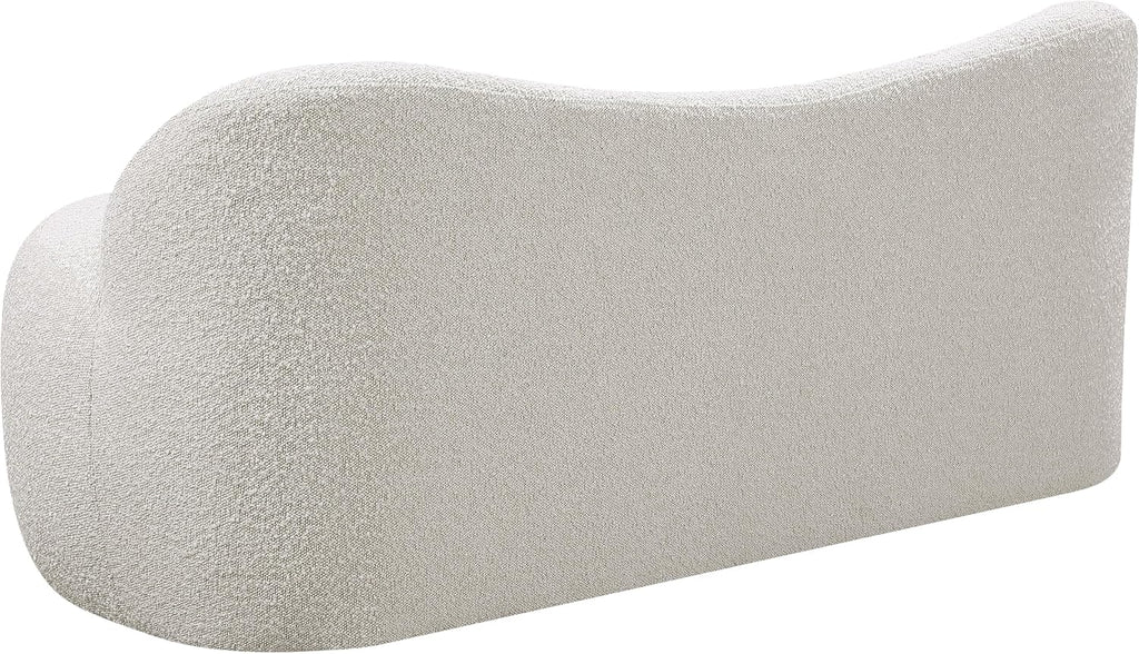 Meridian Furniture 119Cream Flair Collection Modern | Contemporary Boucle Fabric Upholstered Bench with Curved Back Design, Cream, 62" W x 23" D x 24" H