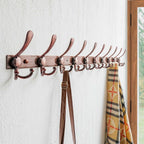 Dseap MaxStrong 2.0 Coat Rack Wall - 37” Long 10 Tri Hooks - Ultra Heavy-Duty Stainless Steel Wall Mount Coat Hanger, Hook Rail for Clothes Hats Jacket Towels Antique Copper, Pack of 2