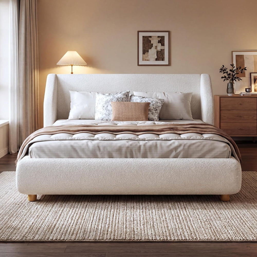 Christopher Knight Home Astry Boucle Upholstered Queen Size Bed Frame with Wi...
