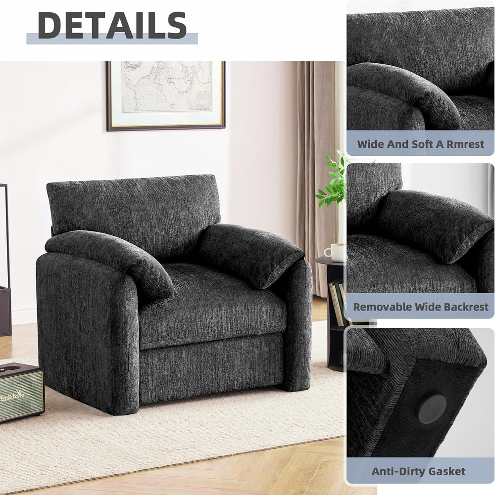 Howjoe 2 Pack Accent Chair for Living Room, Oversized Armchair, Darkgray