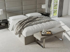 VANT Upholstered Bed Bench, Boucle Grey, Matte Black