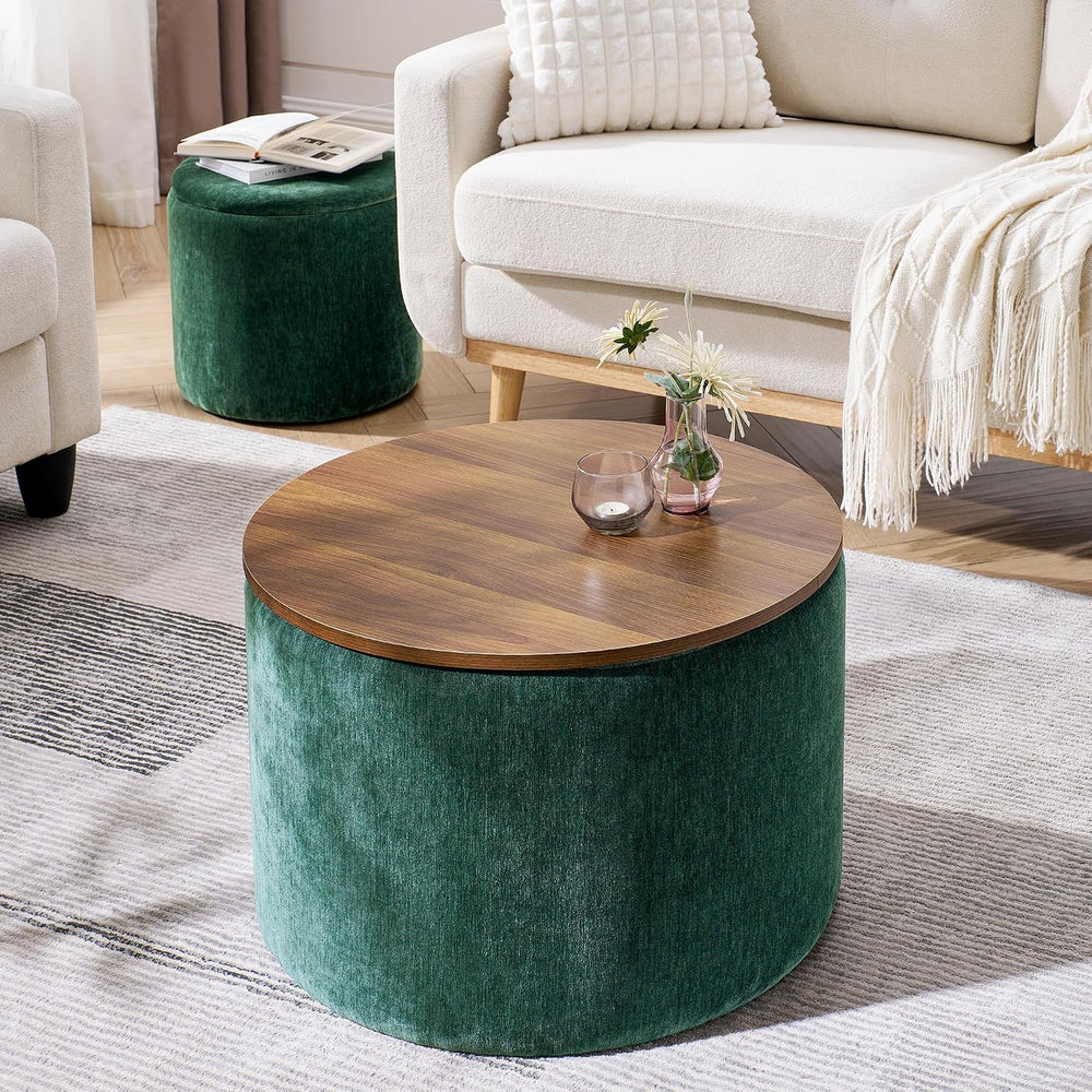 KEVINSPACE Coffee Table Set of 2 for Living Room Round Coffee Table with Stor...