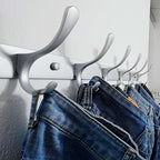 SKOLOO Coat Rack Wall Mounted - 6 Hooks, Pack of 2, Heavy Duty, Stainless Steel, Metal Wall Hanger, Sturdy Coat Hooks for Hanging Coats, Jacket, Clothes, Hat, Cold Light Silver