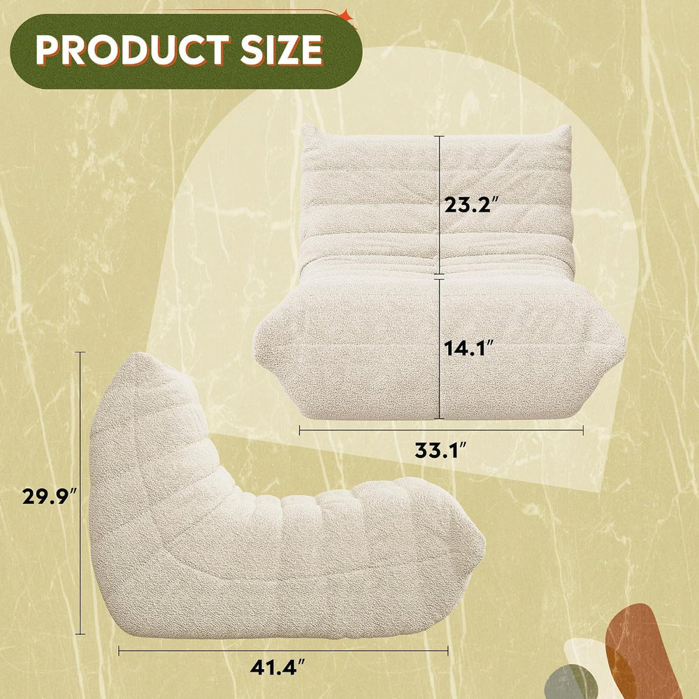 WLIVE Bean Bag Chair for Adults, Teddy Fleece Togo Chair, Giant, Memory Foam,...