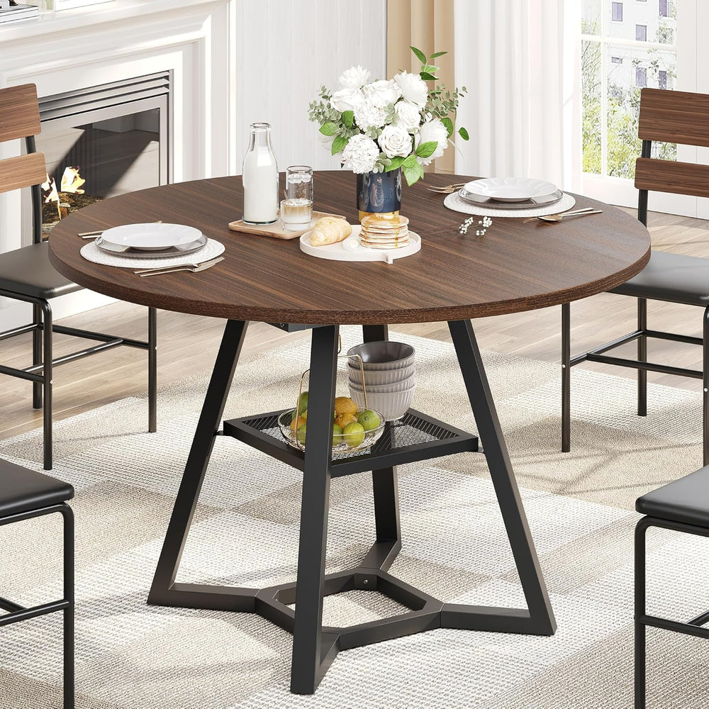 knoworld Round Dining Table for 4, Kitchen Tables Dining Room Circle Dinner T...