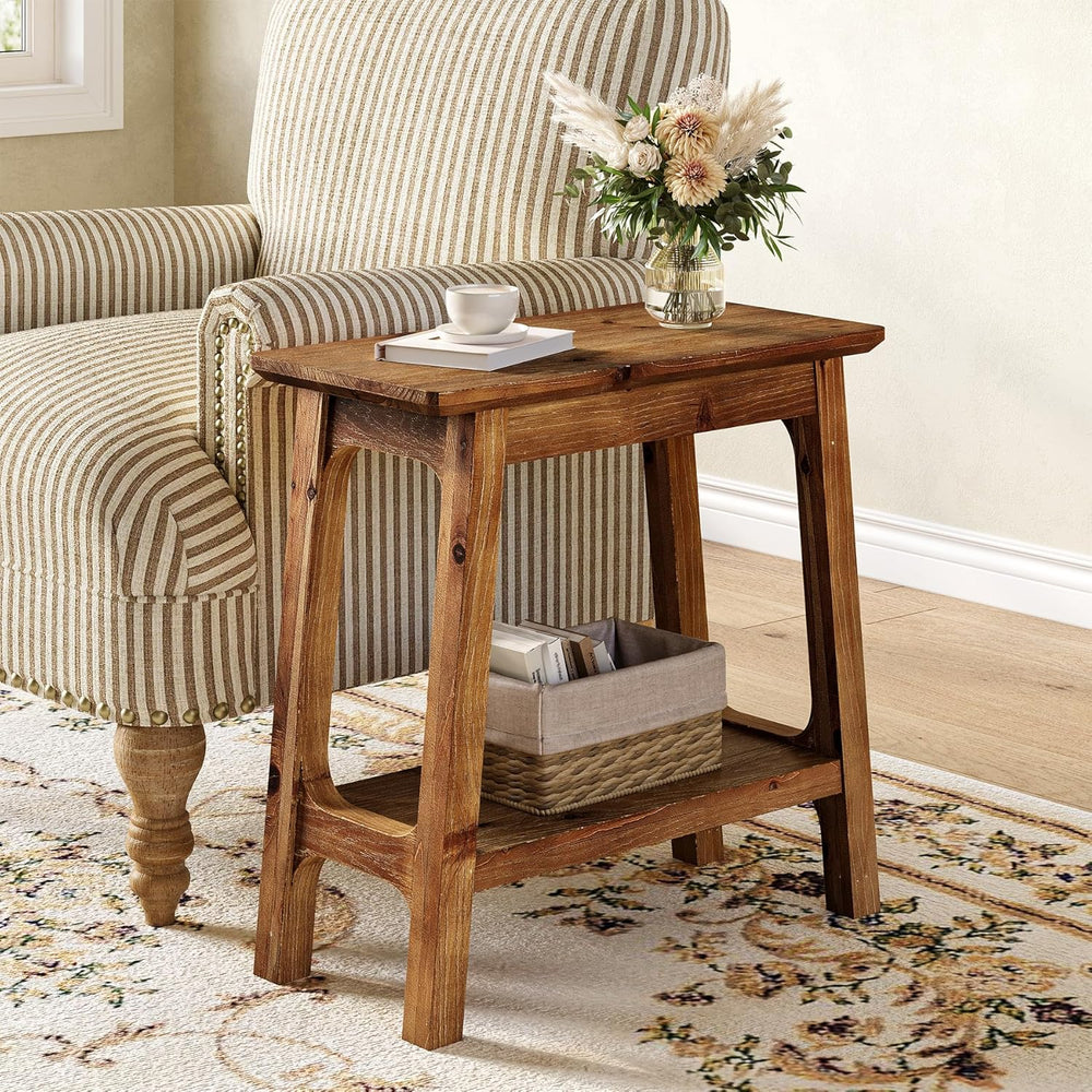 LITTLE TREE Narrow Side Table, Solid Wood Slim End Table for Small Spaces, 23...