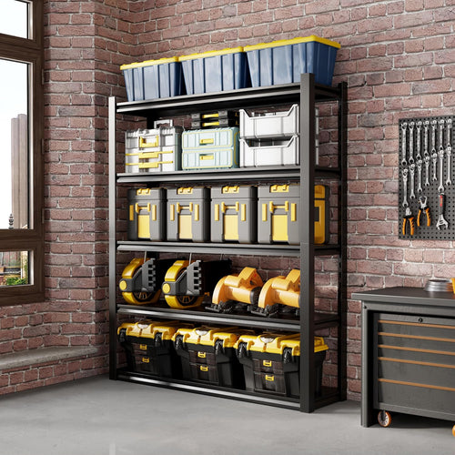 36" W Garage Shelving,5-Tier Heavy Duty Shelving Unit,3000LBS Adjustable Metal Storage Shelves,Storage Rack Units for Industrie,Shed,Warehouse,Basement,Black,36" W x 16" D x 72" H