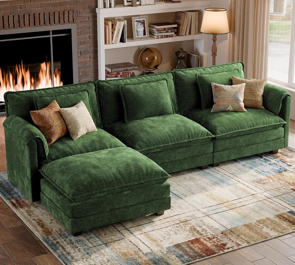 ELUCHANG 113" Oversized Modular Sectional Sofa, Comfy Chenille Cloud Cou...