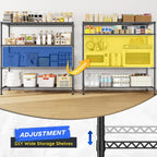 45 "W Metal Shelving Unit 4 Tier Storage Shelves Adjustable Wire Shelving Metal Shelf Pantry Shelves Wire Rack Commercial Shelving for Kitchen Pantry Utility Room Garage 45 "W x 59.4 "Hx 13.5" D Black