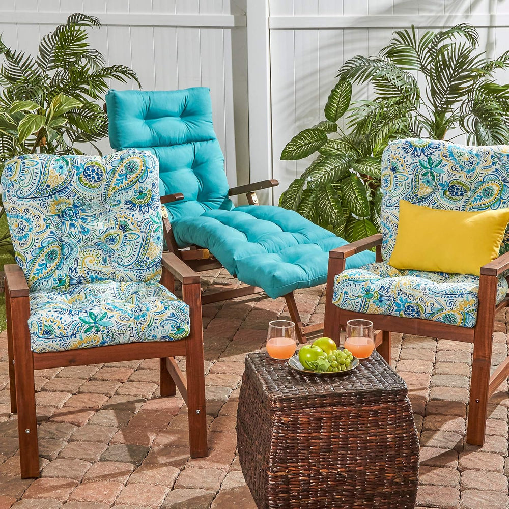 South Pine Porch Outdoor Seat/Back Chair Cushion (Set of 2), Baltic Paisley
