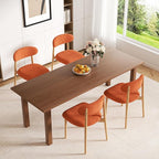 Wooden Dining Chair Set of 2, Modern Dining Chairs with with Curved Back, Fabric Upholstered Kitchen Dining Room Chairs with Adjustable Legs for Farmhouse Dining Living Room,Orange