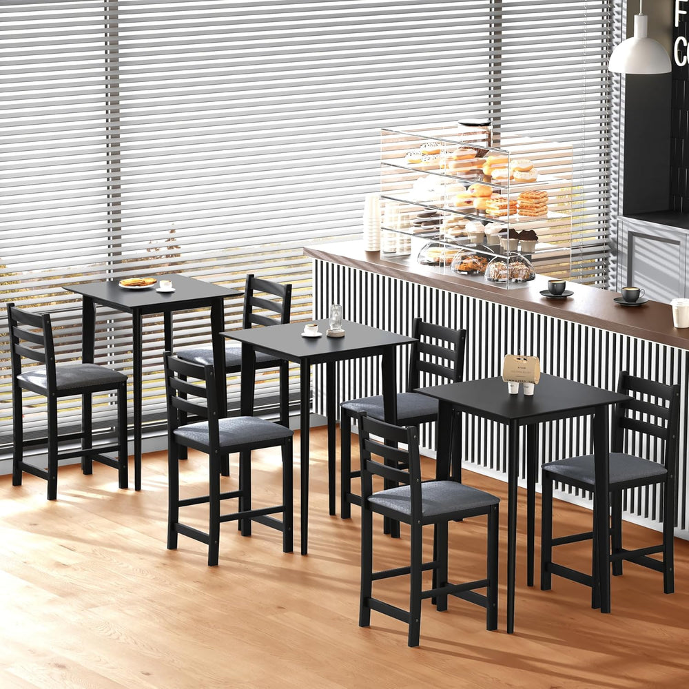 27.5 inch Bar Table and Chairs Set, Solid Wood Bar Height Pub Table and Chair...