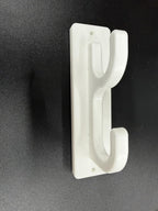 White Dual Pool Pole Holder, Wall Mount Storage Bracket, Durable Starboard Construction, 2-Pack