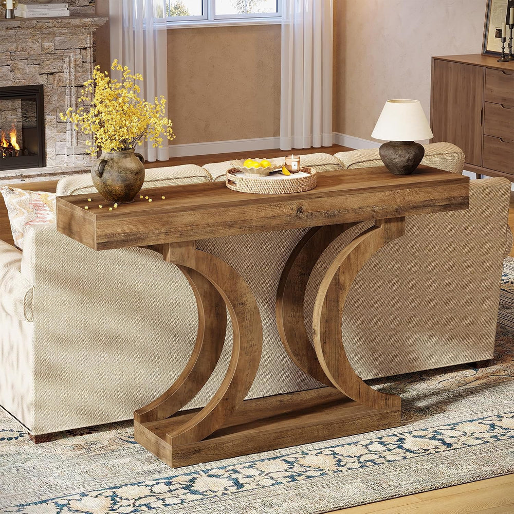 Tribesigns 43-Inch Farmhouse Curved Console Entryway Table for Living Room | ...