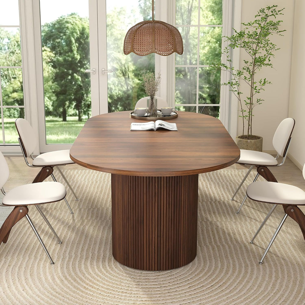 41 in-78 in Extendable Dining Room Table for 4-8, Round Expandable Kitchen Ta...