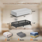Bamboo Under Bed Storage Containers with Wheels, 2 Pack Large Under the Bed Shoe Storage Bins, Wood Rolling Underbed Drawers Organizer for Bedroom Closet Clothes Blanket Under Crib Toy Black