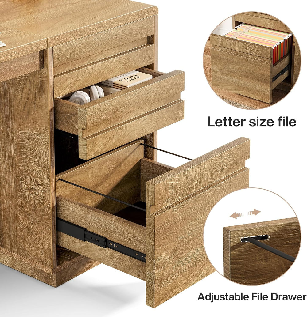 Tribesigns 55-Inch Computer Desk with 3 Drawers, Farmhouse Home Office Desk w...
