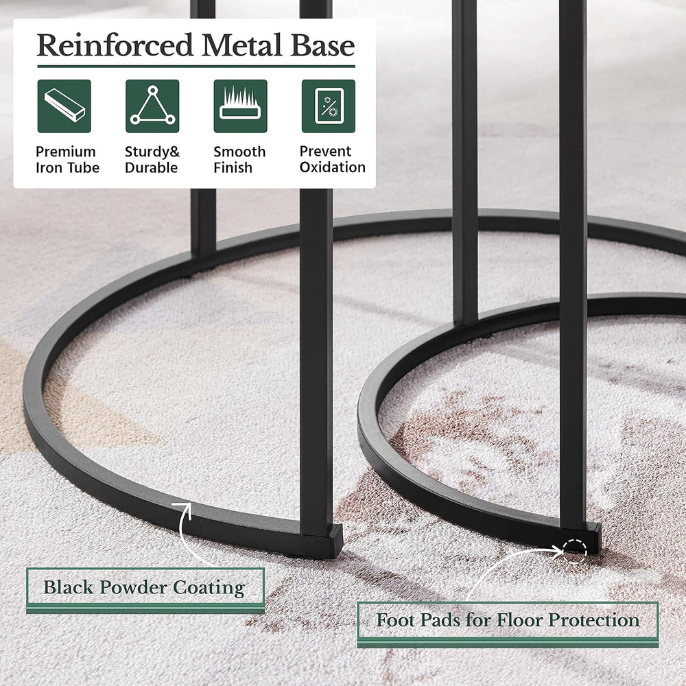 Topeakmart Nesting Side Tables Set of 2, Modern Round End Tables, Gray | Nest...