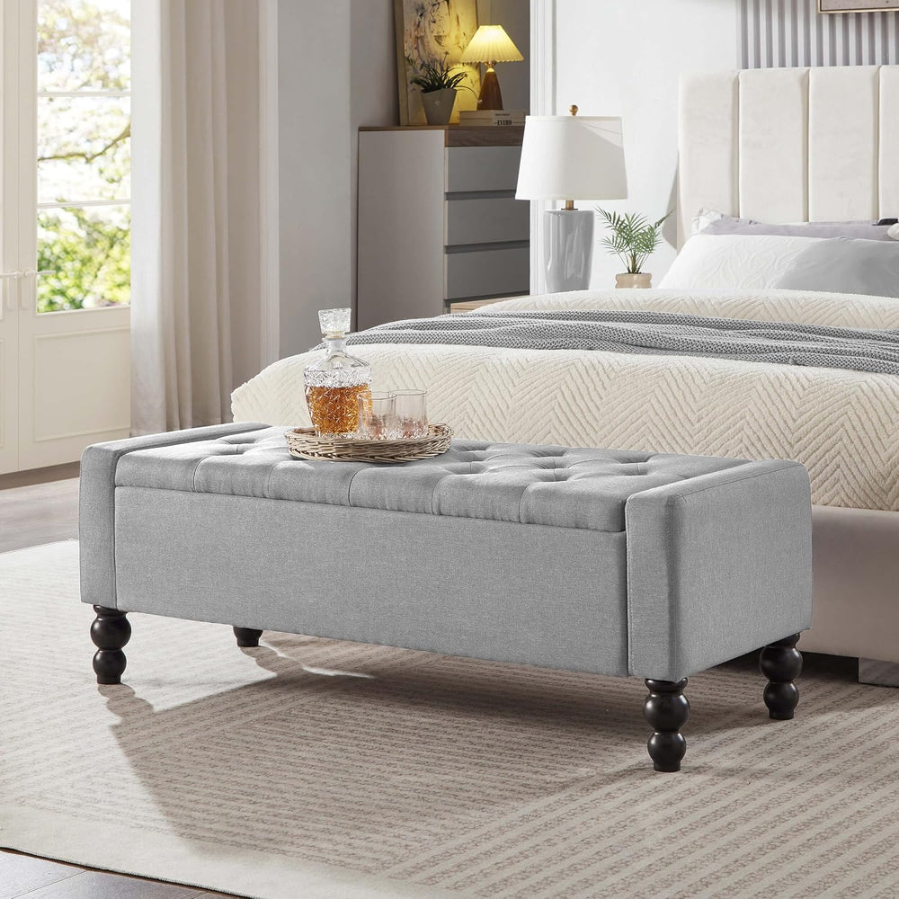 50" W Storage Ottoman Bench with Safety Hinge, Load up to 660 lb Ottoman...