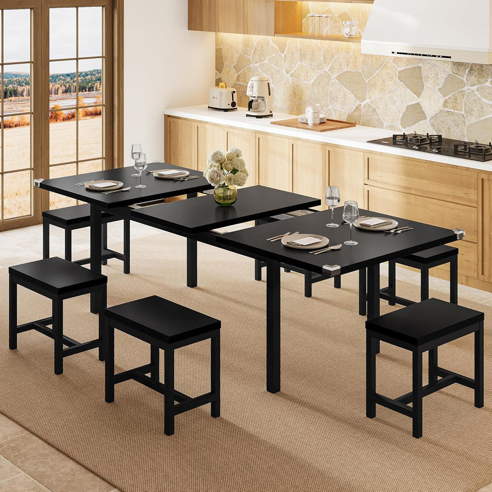 Einhomn 7-Piece Dining Table Set, 63" Extendable Kitchen Room Table with...