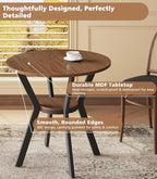 31.5" Round Dining Table for 2-4, Farmhouse Small Kitchen Table with Storage, Space Saving Circle Table, Rustic Wood Dining Room Tables with Metal Legs for Kitchen, Dining Room, Apartment